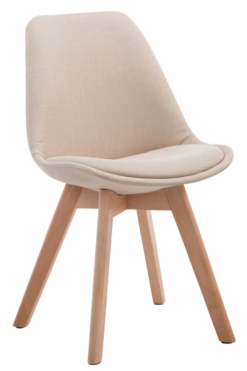 Židle Borne V2 látka, dřevené nohy natura - Krémová
