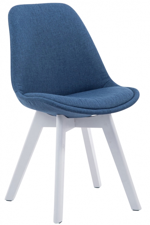 Židle Borne V2 látka, dřevené nohy bílé - Modrá