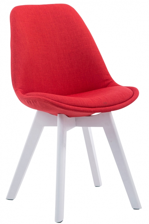 Židle Borne V2 látka, dřevené nohy bílé - Červená