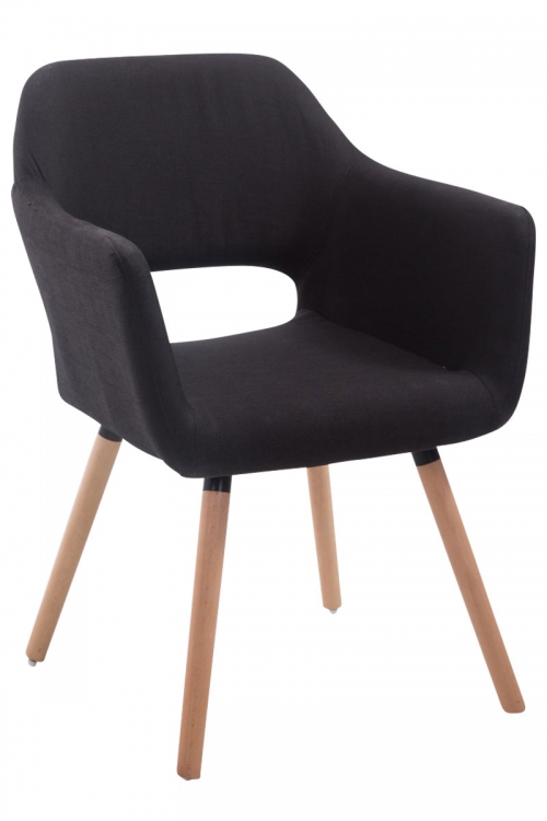 Jídelní židle Auckland látka, dřevěné nohy natura - Černá