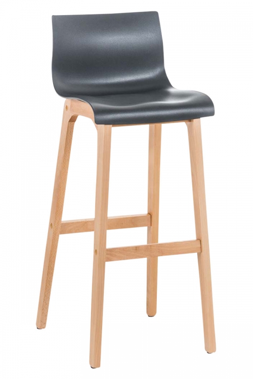 Barová židle Hoover ~ plast, dřevené nohy natur - Šedá