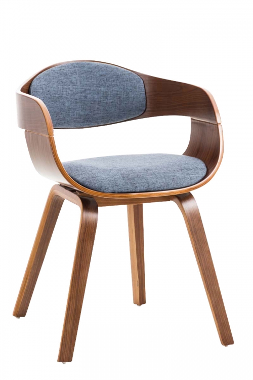 Židle King látka, dřevěné nohy ořech - Modrá