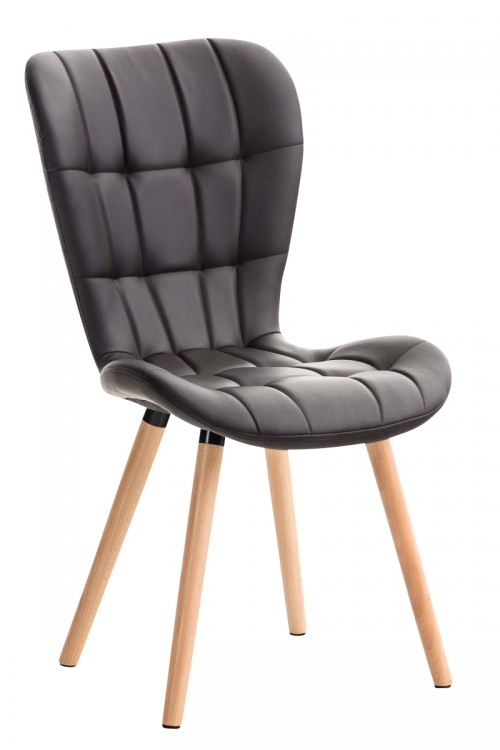Židle Elda  ~ koženka, dřevěné nohy natura - Hnědá