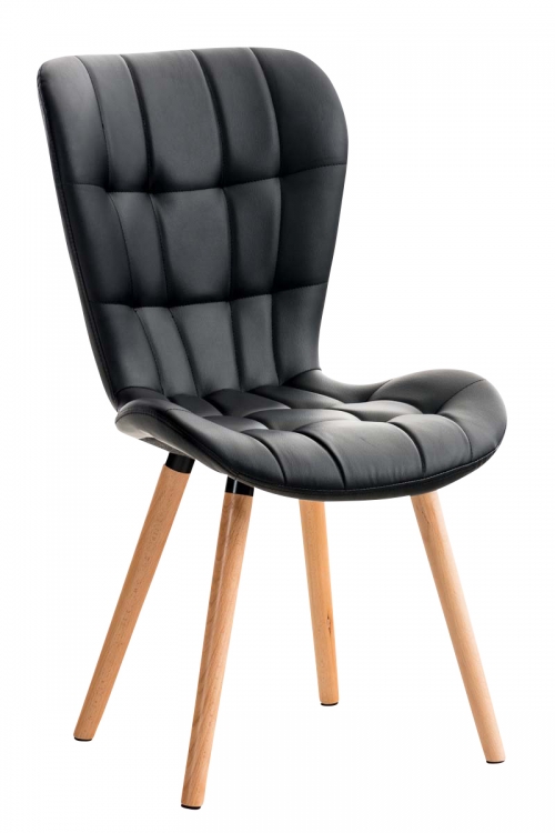 Židle Elda  ~ koženka, dřevěné nohy natura - Černá