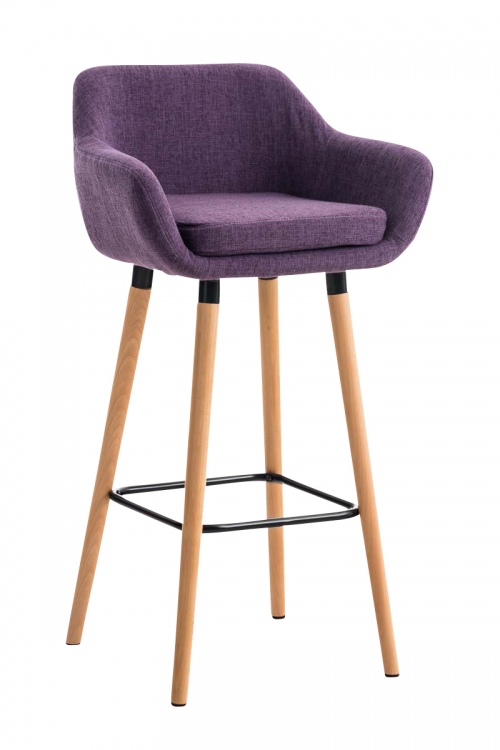 Barová židle Grant ~ látka, dřevěné nohy natura - Fialová