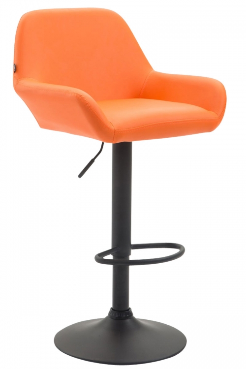 Barová stolička Braga ~ koženka, černá podnož - Oranžová