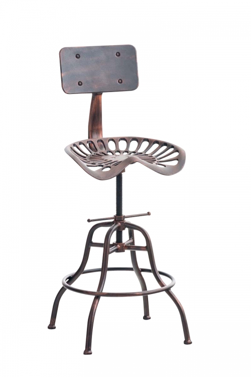 Industriální barová židle s opěradlem Essen - Bronzová