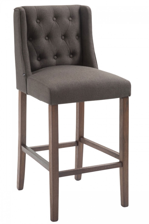 Barová židle Casandra látka, nohy tmavá antik - Tmavě šedá