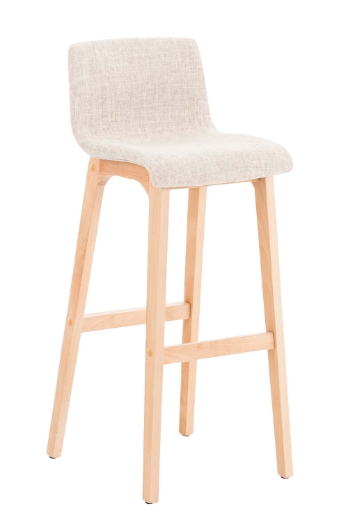 Barová židle Hoover ~ látka, dřevené nohy natur - Krémová