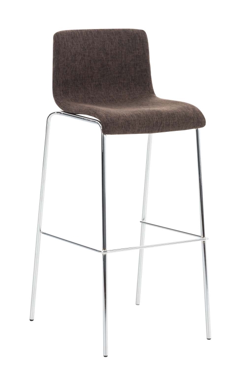 Barová židle Hoover ~ látka, kovové nohy chrom - Hnědá