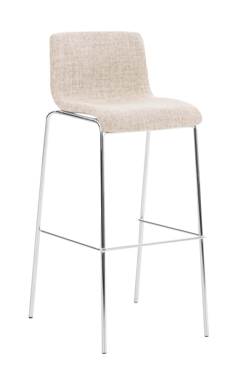 Barová židle Hoover ~ látka, kovové nohy chrom - Krémová