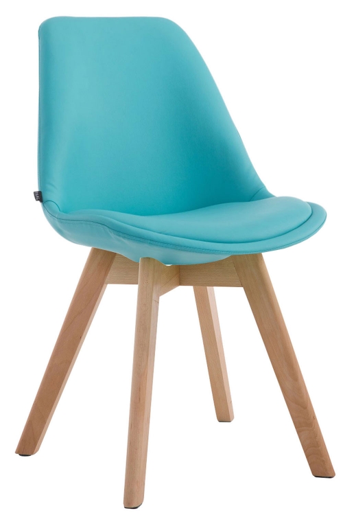 Židle Manado ~ koženka, dřevené nohy natura - Modrá