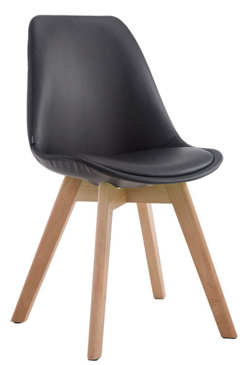 Židle Manado ~ koženka, dřevené nohy natura - Černá