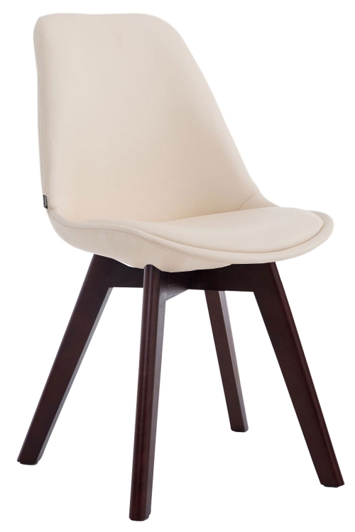 Židle Manado ~ koženka, dřevené nohy ořech - Krémová