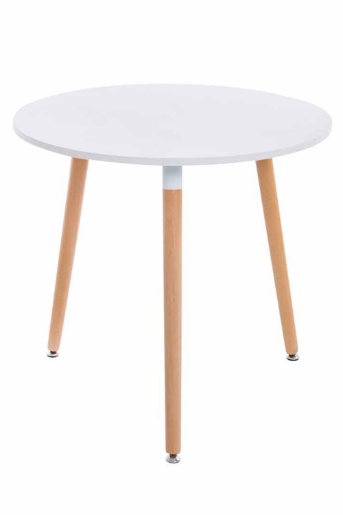 Jídelní stůl kulatý Angar, nohy natura  ~ v75 x Ø80 cm - Bílá