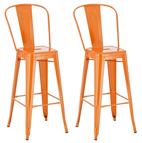 Kovová barová židle v industriálním stylu Aiden (SET 2 ks) - Oranžová