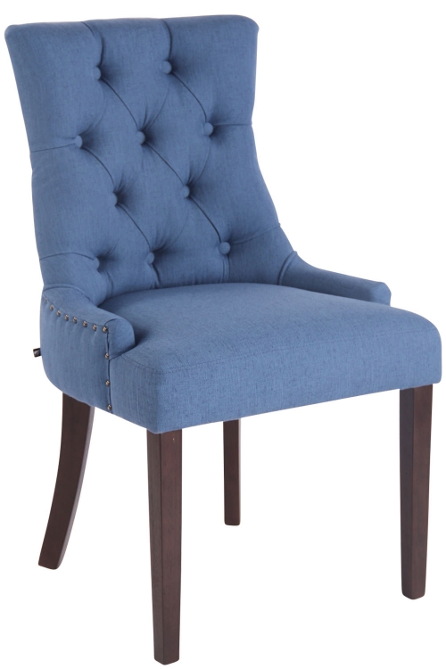 Jídelní židle Aberdeen ~ látka, dřevěné nohy antik tmavé - Modrá