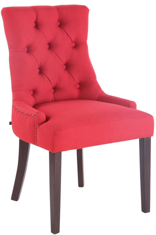 Jídelní židle Aberdeen ~ látka, dřevěné nohy antik tmavé - Červená