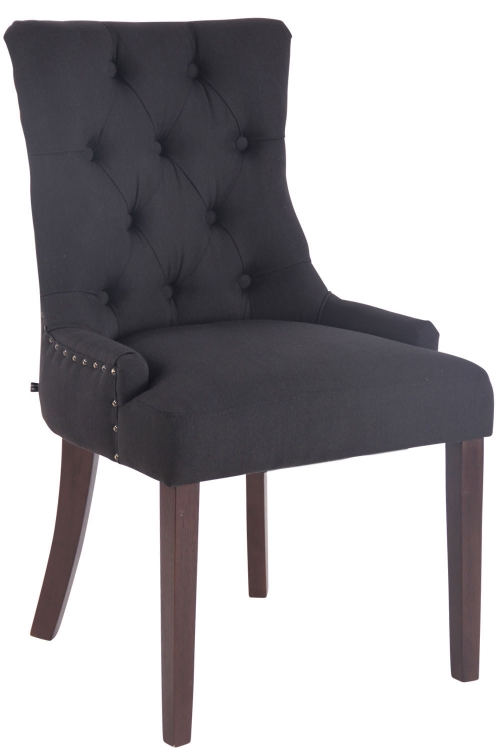Jídelní židle Aberdeen ~ látka, dřevěné nohy antik tmavé - Černá