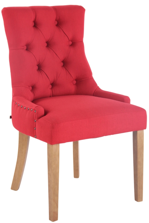 Jídelní židle Aberdeen ~ látka, dřevěné nohy antik světlé - Červená