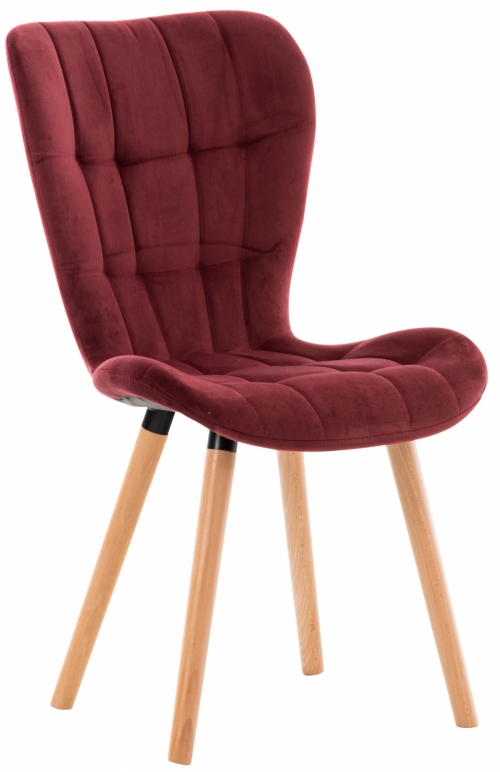 Židle Elda ~ samet, dřevěné nohy natura - Červená