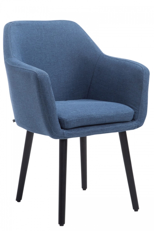 Jídelní židle Utrecht látka, nohy černé - Modrá