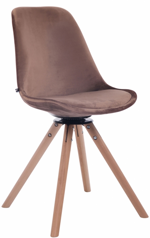 Otočná židle Troyes ~ samet, dřevěné nohy natura - Hnědá