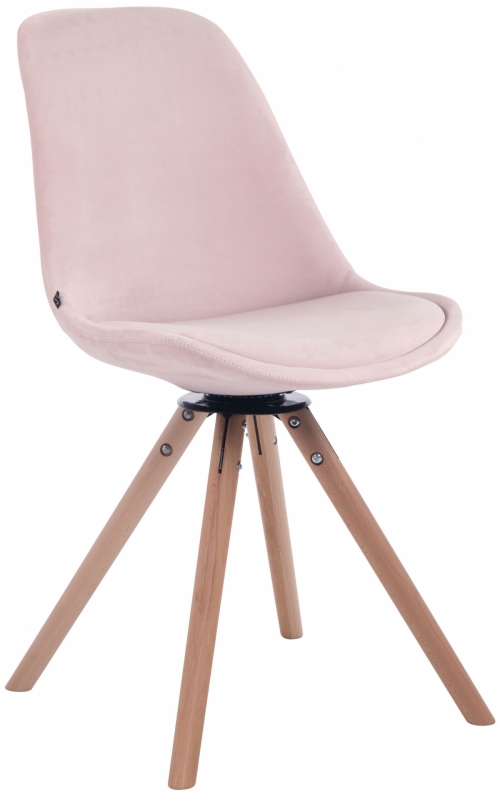 Otočná židle Troyes ~ samet, dřevěné nohy natura - Ružová