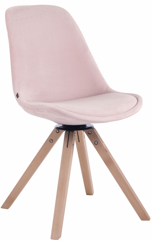 Otočná židle Troyes ~ samet, dřevěné nohy hranaté natura - Ružová