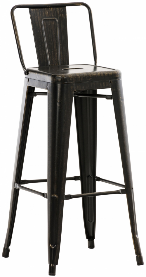 Kovová barová židle Mason - Černo-zlatá antik