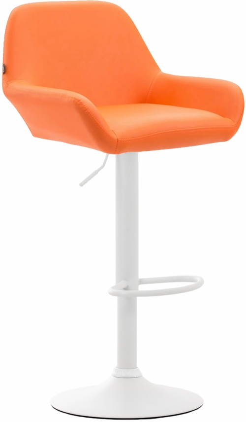 Barová stolička Braga ~ koženka, bílá podnož - Oranžová