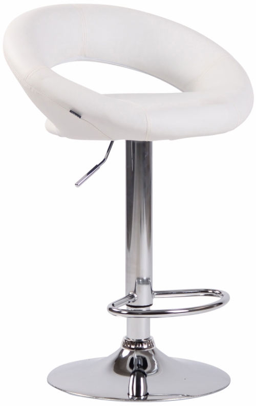 Barová židle Olinda - koženka, chrom rám - bílá