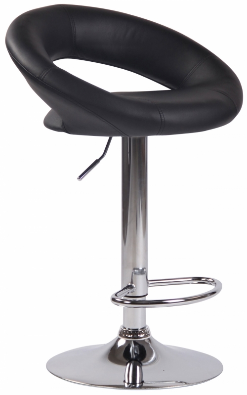 Barová židle Olinda - koženka, chrom rám - černá