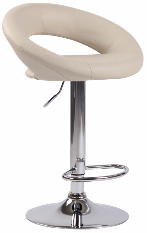 Barová židle Olinda - koženka, chrom rám - krémová