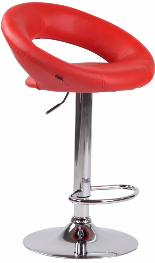 Barová židle Olinda - koženka, chrom rám - červená