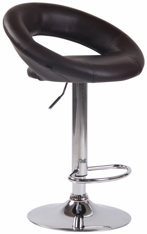Barová židle Olinda - koženka, chrom rám - hnědá