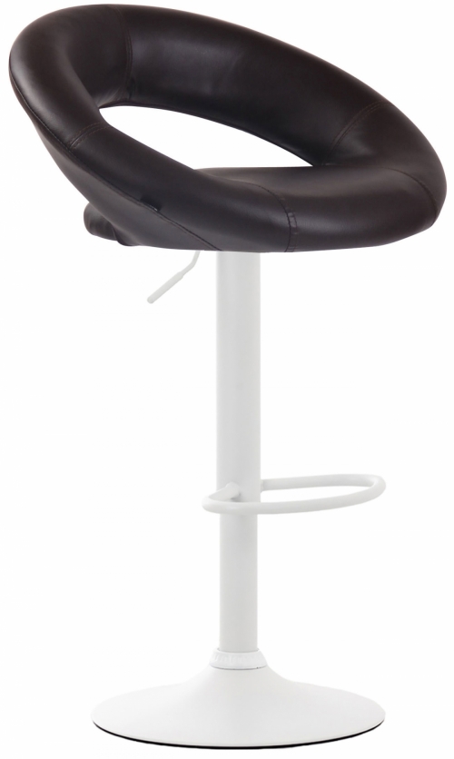 Barová židle Olinda - koženka, bílý rám - hnědá