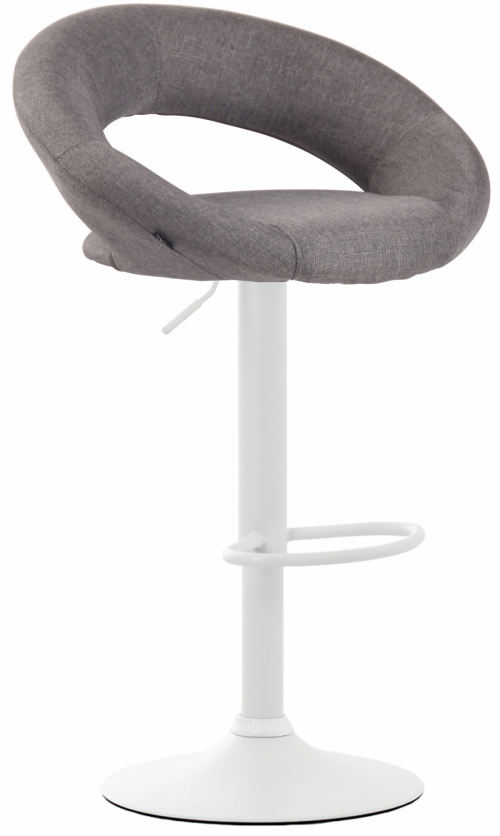 Barová židle Olinda - látka, bílý rám - šedá