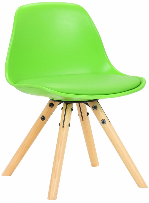 Dětská židle Nakoni ~ plast, dřevěné nohy natura - Zelená