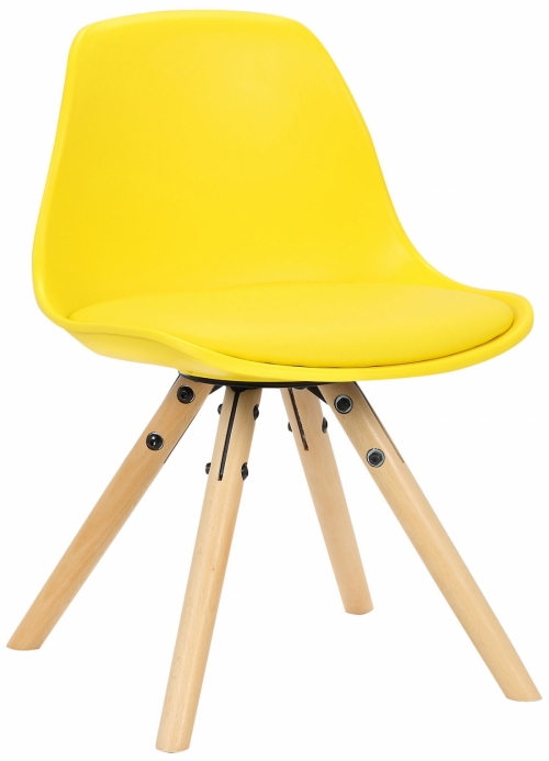 Dětská židle Nakoni ~ plast, dřevěné nohy natura - Žlutá