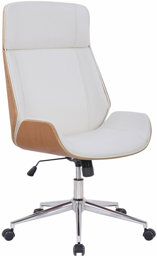 Kancelářská židle Varel ~ dřevo natura - Bílá