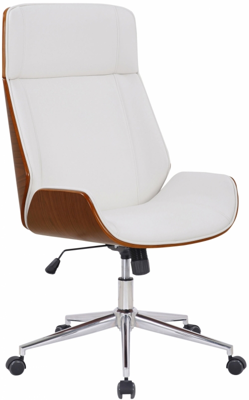 Kancelářská židle Varel ~ dřevo ořech - Bílá