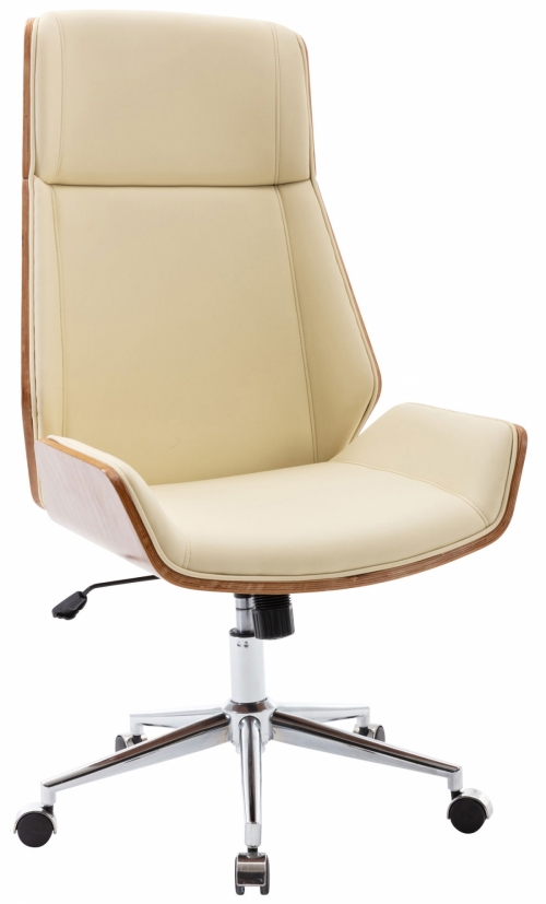 Kancelářská židle Breda ~ koženka, dřevo ořech - Krémová