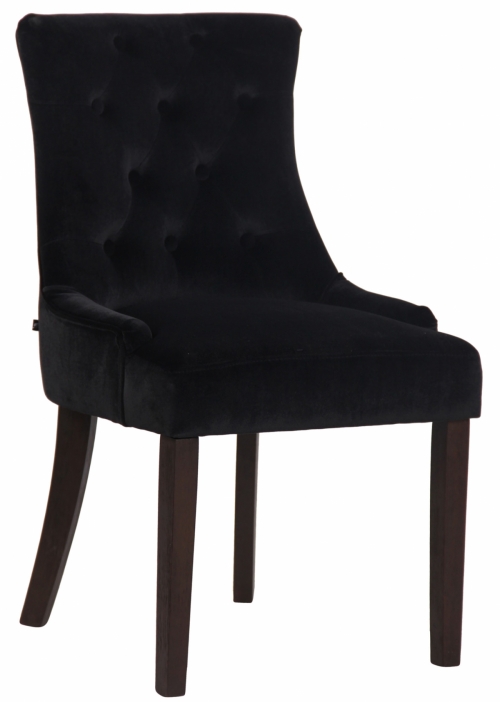 Jídelní židle Inverness ~ samet, dřevěné nohy antik tmavé - Černá