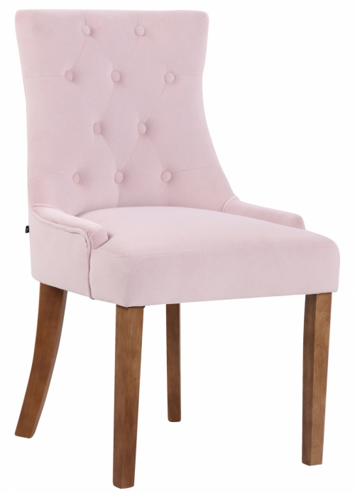 Jídelní židle Inverness ~ samet, dřevěné nohy antik světlé - Ružová