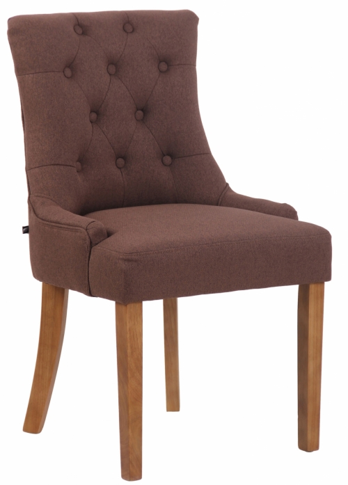 Jídelní židle Inverness ~ látka, dřevěné nohy antik světlé - Hnědá