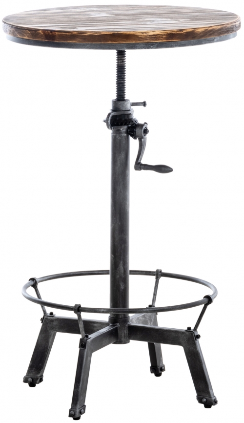 Kovový barový stůl Malita v industriálním stylu - v84-102 x Ø59 cm - Stříbrná