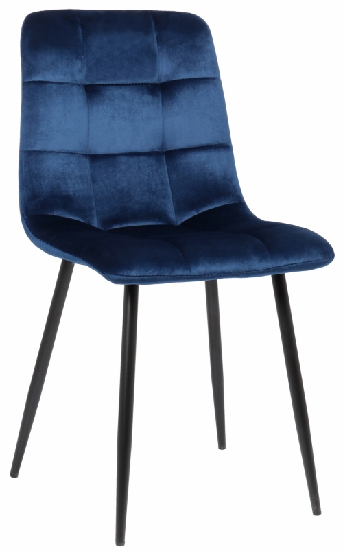 Jídelní židle Tilde ~ samet, kovové nohy černé - Modrá