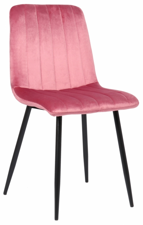 Jídelní židle Dijon ~ samet, kovové nohy černé - Ružová