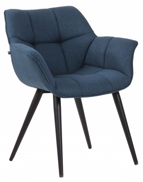 Židle s područkami Roseville ~ látka, nohy černý kov - Modrá